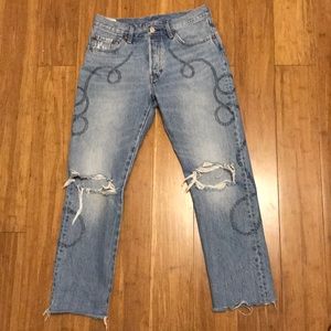 Levi’s limited edition rope print ripped 501’s